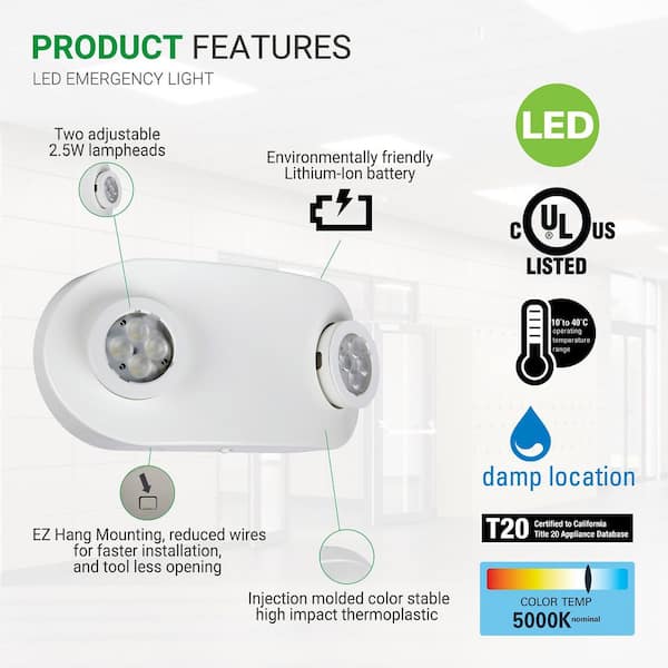 Sure-Lites SEL White Integrated LED Plastic Emergency Light LFP