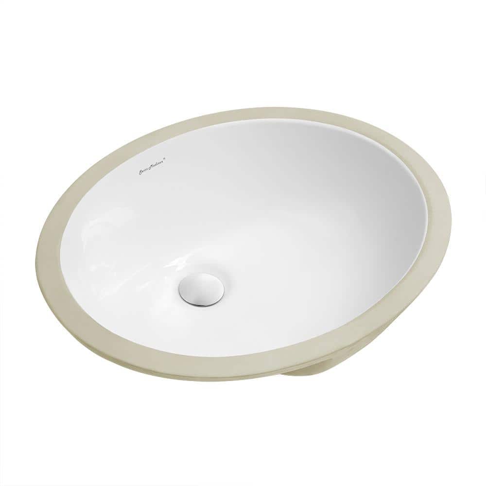 Monaco 18-Inch White Ceramic Oval Undermount Bathroom Sink