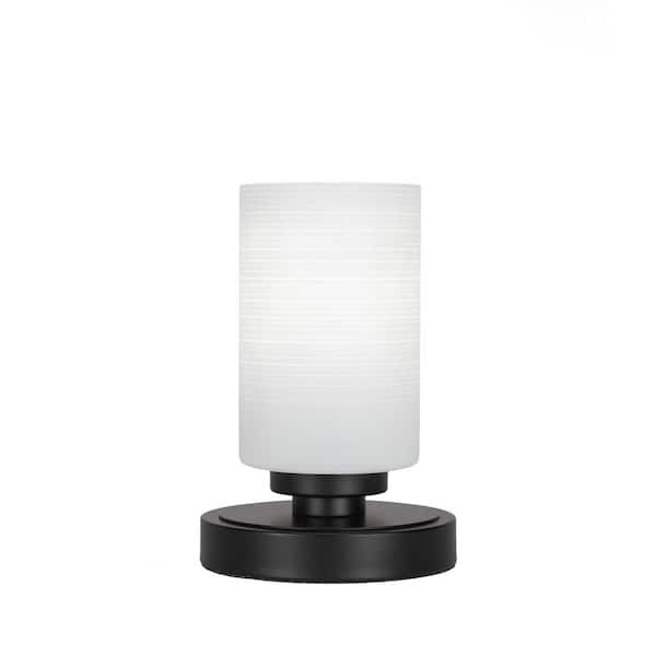 Unbranded Quincy 8 in. Matte Black Accent Lamp with Glass Shade