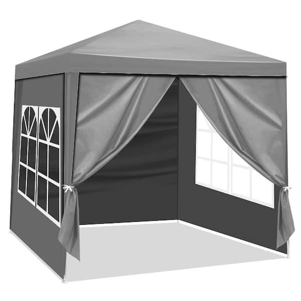 6.5 ft. x 6.5 ft. x 8.3ft Square Portable Party Tent in Gray