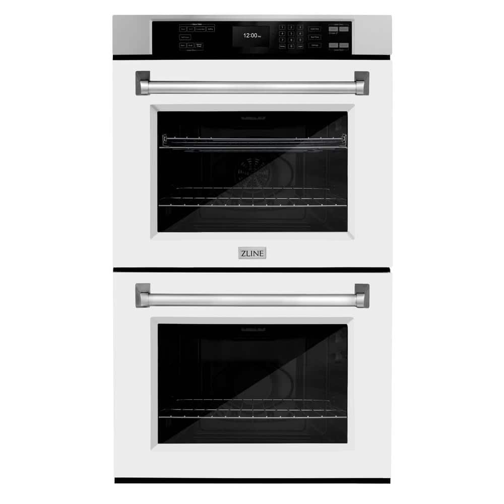 Professional 30 in. Electric Double Wall Oven with Convection in Stainless Steel and White Matte