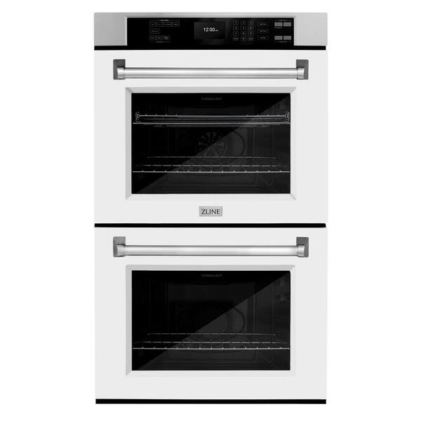 ZLINE Kitchen and Bath Professional 30 in. Electric Double Wall Oven with Convection in Stainless Steel and White Matte