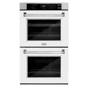 Professional 30 in. Double Electric Wall Oven with True Convection and Self Clean in Stainless with White Matte Doors