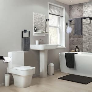 Buito 5-Piece Bath Hardware Set Included Towel Bar, Towel Ring, Toilet Paper Holder, 2 Robe Hook in Matte Black