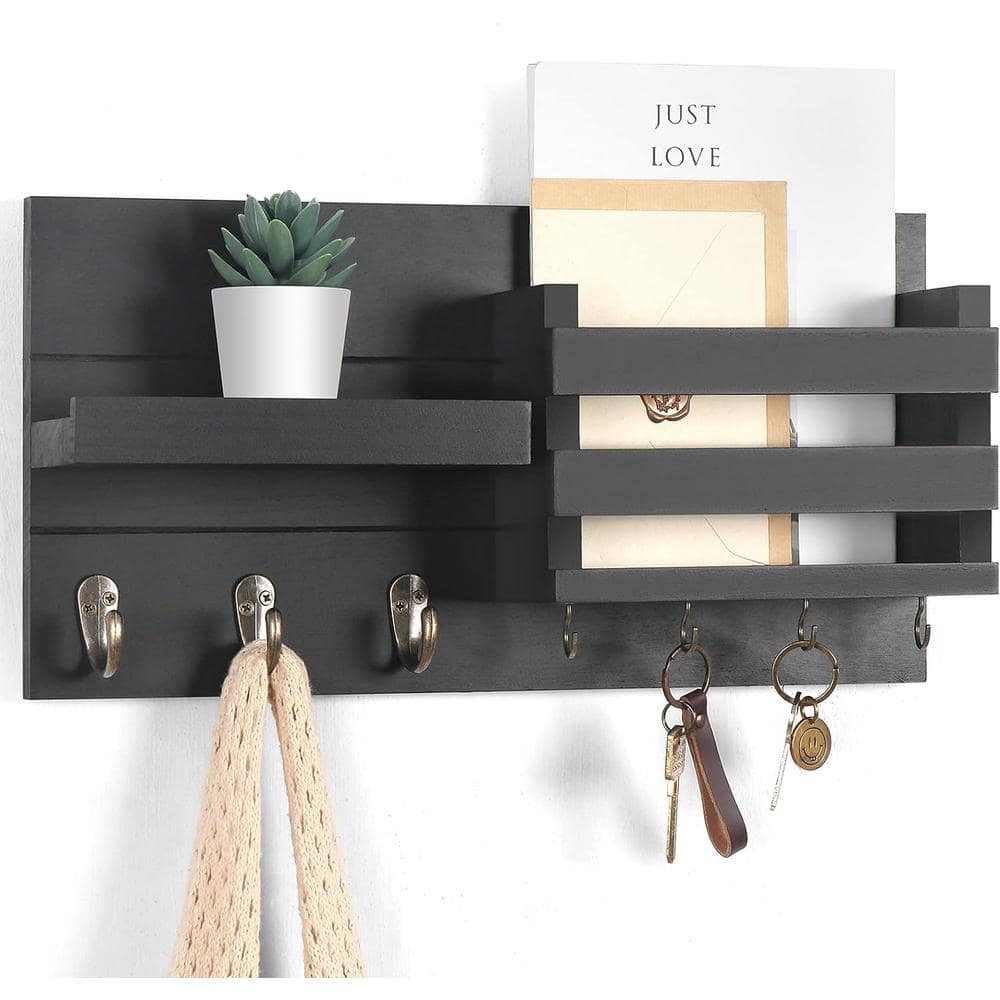 16.5 in. W x 3.5 in. D Decorative Wall Shelf, Black Wall Mounted Rack with 