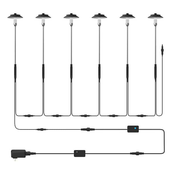 Black RGBW Transformer Required Integrated LED Waterproof Path Light 6-Pack
