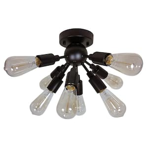 Juvan 15 in. 8-Light Indoor Black Flush Mount Ceiling Lights with Light Kit