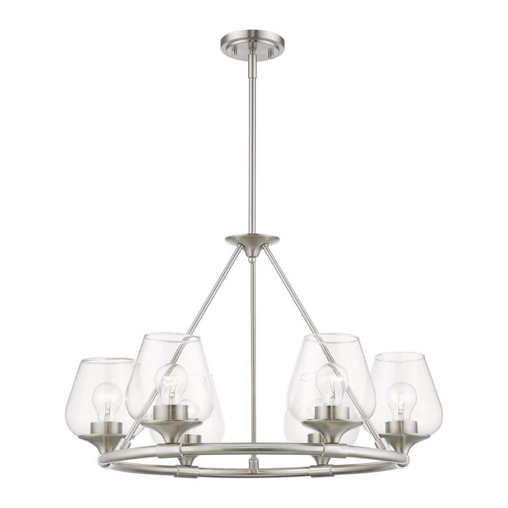 Willow Brushed Nickel 6-Light Chandelier with Clear Glass Shades
