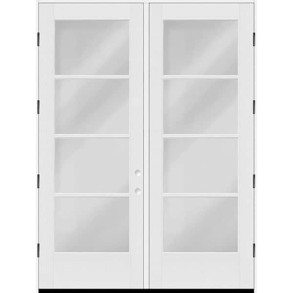 Legacy 64 in. x 96 in. Icon 4L Modern Clear Glass RHOS Unfinished Fiberglass Double Prehung Front Door with 4-9/16 Jamb
