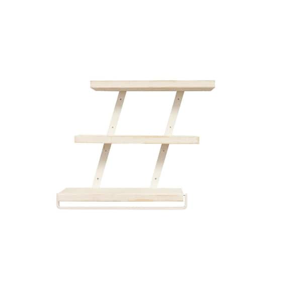Del Hutson Designs 24 in. White Grace Chic 3-Tier Floating Shelf with Towel Holder