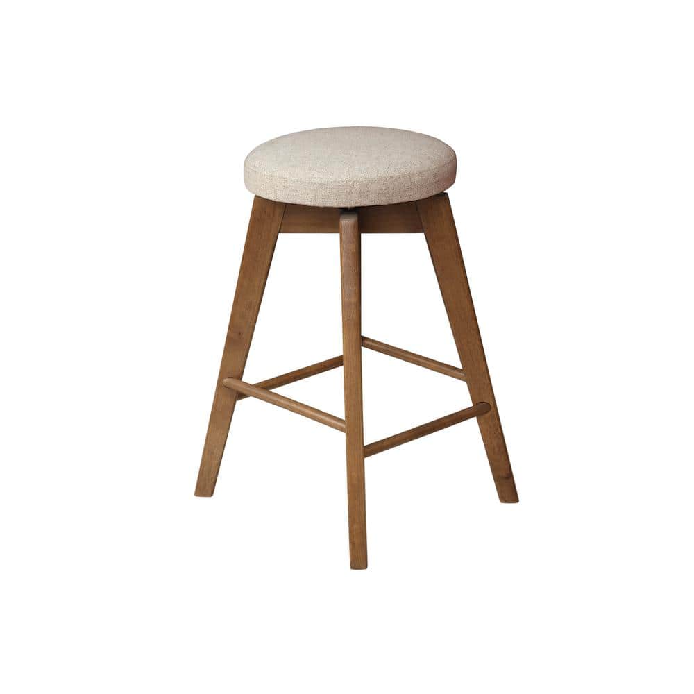 Amalia 26'' Antique Coffee and Natural Wheat Swivel Counter Stools