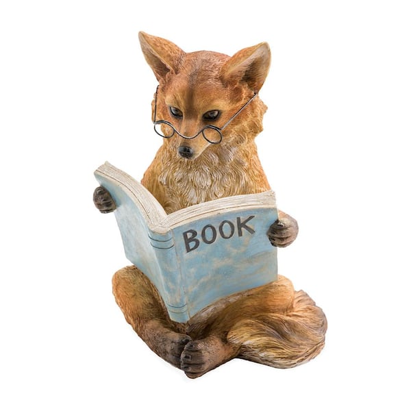 Evergreen Enterprises Reading Fox Resin Garden Statue