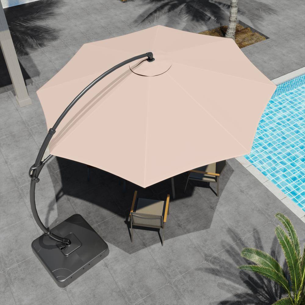 12-Foot Champagne Sunbrella Cantilever Patio Umbrella with Black Metal Pole
