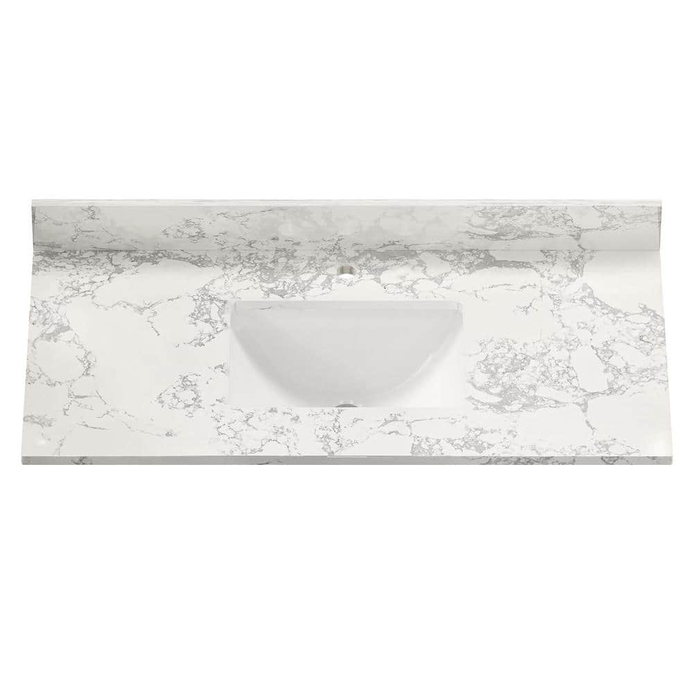 43 in. W x 22 in. D Engineered Stone Composite White Rectangular Single Sin