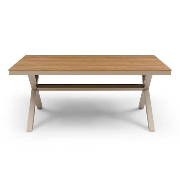 Light Teak Rectangular Plastic Outdoor Dining Table