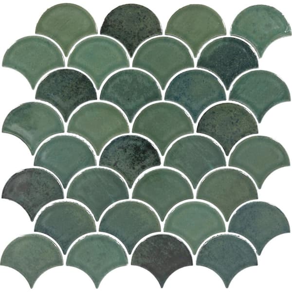 Daltile Miramo Reef 13 in. x 13 in. Glazed Ceramic Fan Mosaic Tile