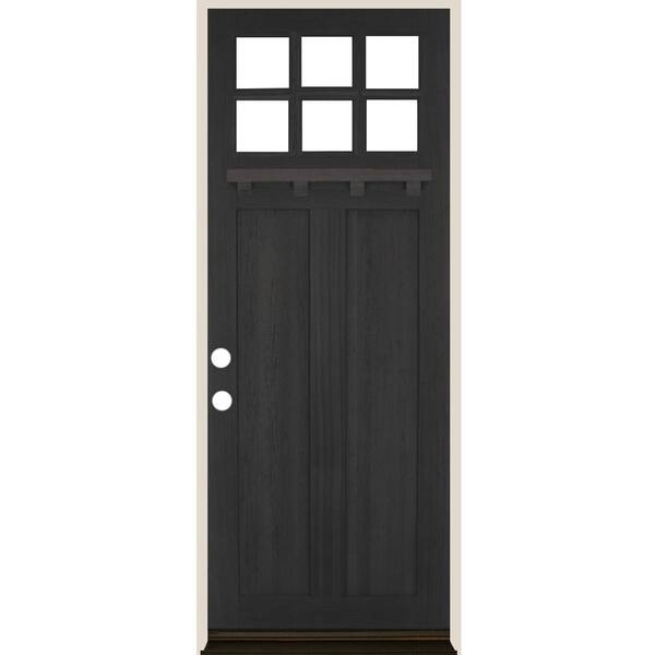 Krosswood Doors 36 in. x 96 in. Craftsman Right Hand 6LIte Black Stain