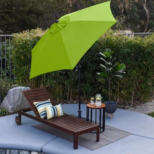 9 ft. Aluminum Market Patio Umbrella with Fiberglass Ribs, Crank Lift and Push-Button Tilt in Lime Green Polyester