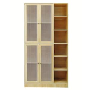Natural Wood 70.87 in. Accent Cabinet with 4 Doors and 10 Shelves