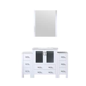 Volez 54 in. W x 18 in. D Single Bath Vanity in White with White Ceramic Top and Mirror