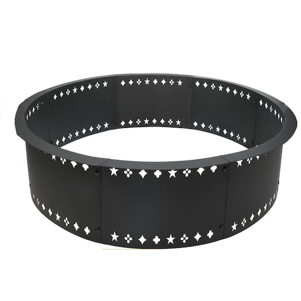 Fire Pit Ring 40 in. D x 8.5 in. H Round Steel Wood Burning Fire Pit Kit in Black with Smokeless Design