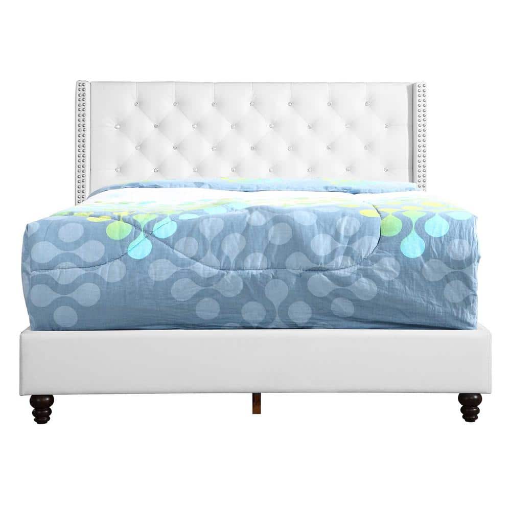 Elegant Queen Velvet Upholstered Bed with Diamond Tufting and Nailhead Trim
