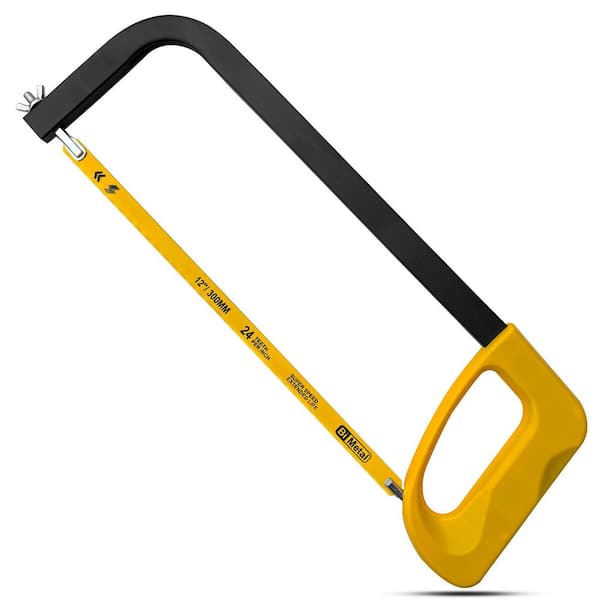 Unbranded 12in. High-Tension Hacksaw Frame with 24 TPI Bi-metal Blade for Metal Wood PVC Carpentry Cutting Applications
