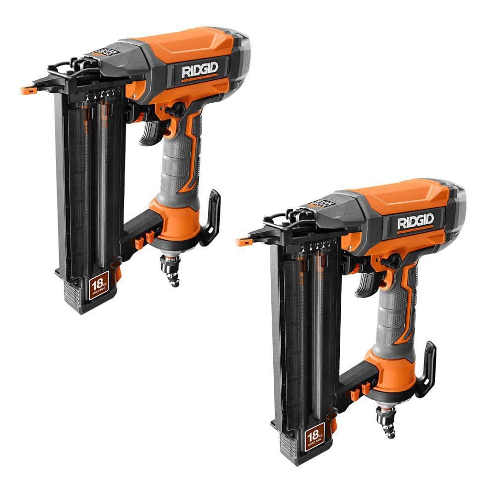RIDGID Pneumatic 18-Gauge 2-1/8 in. Brad Nailer with CLEAN DRIVE Technology, and Tool Bag (2-Pack) (R213BNF2SB)