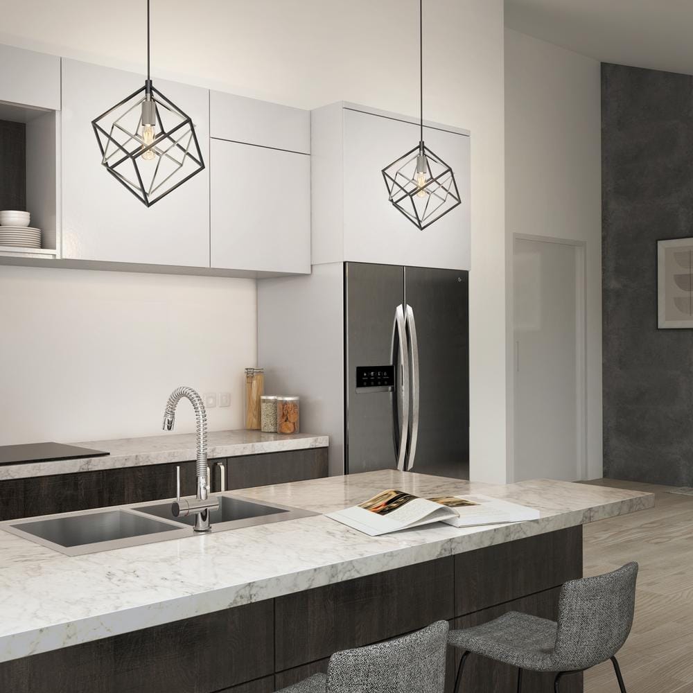 Imperium Black and Chrome Steel Mini Pendant Light Fixture