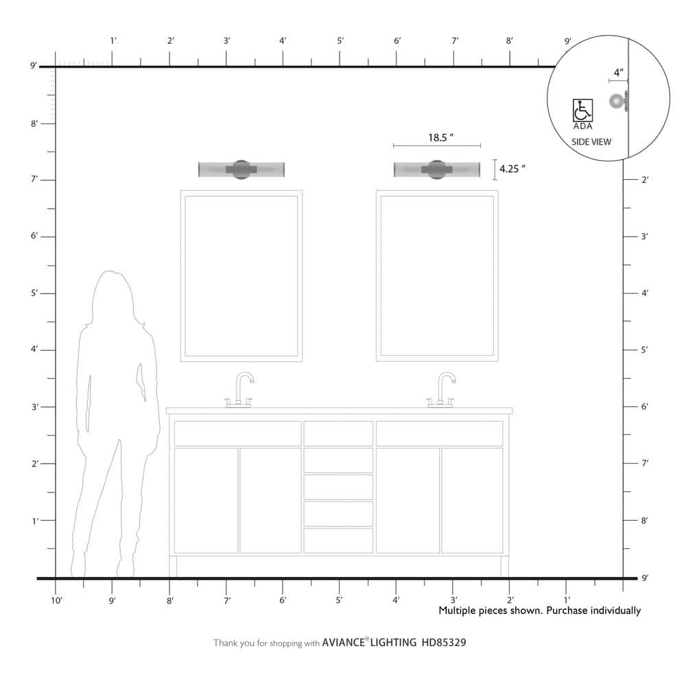 Bancroft Sleek Black Steel 2-Light Vanity Sconce with Clear Glass