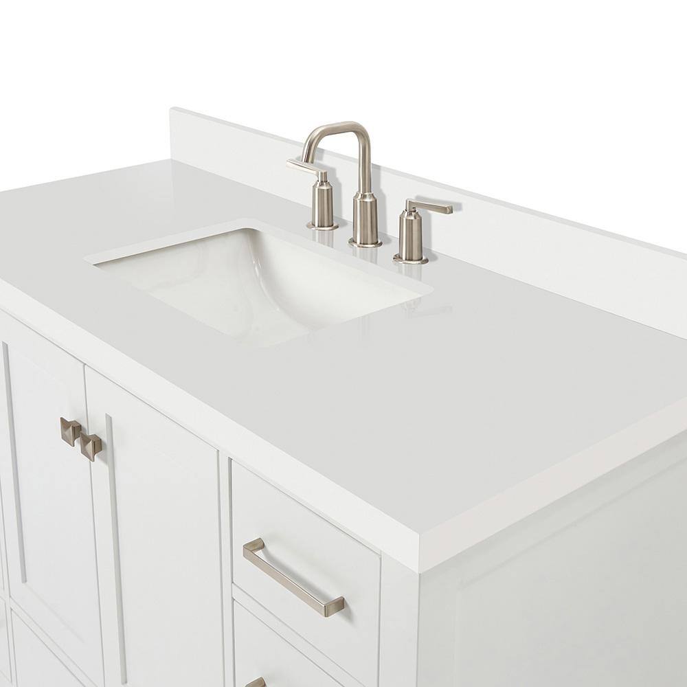 Cambridge 49" White Painted Freestanding Single Sink Vanity with Quartz Top