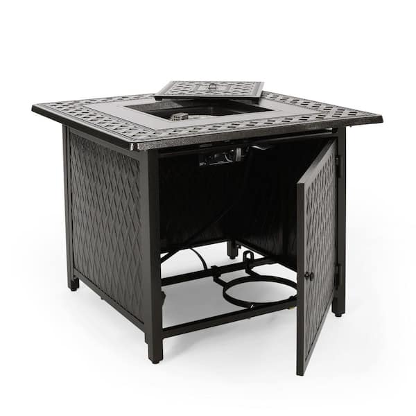 JimsMaison Bronze 24.75 in. H Aluminum Square Propane Outdoor Fire Pit Table