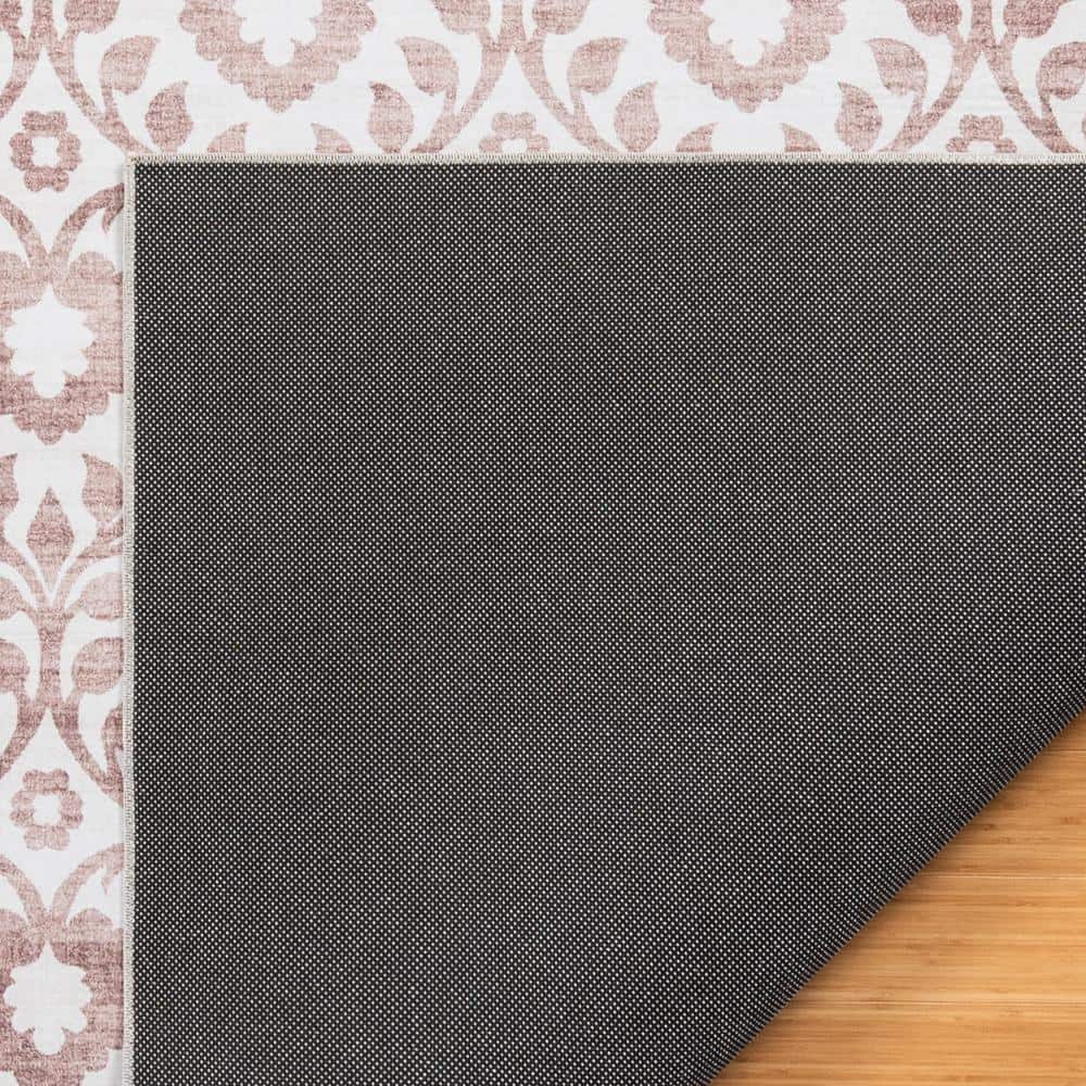 Esme Tan and Ivory Floral Synthetic Runner Rug