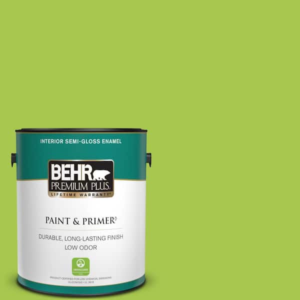 BEHR PREMIUM PLUS 1 gal. #420B-5 Sweet Midori Semi-Gloss Enamel Low Odor Interior Paint & Primer