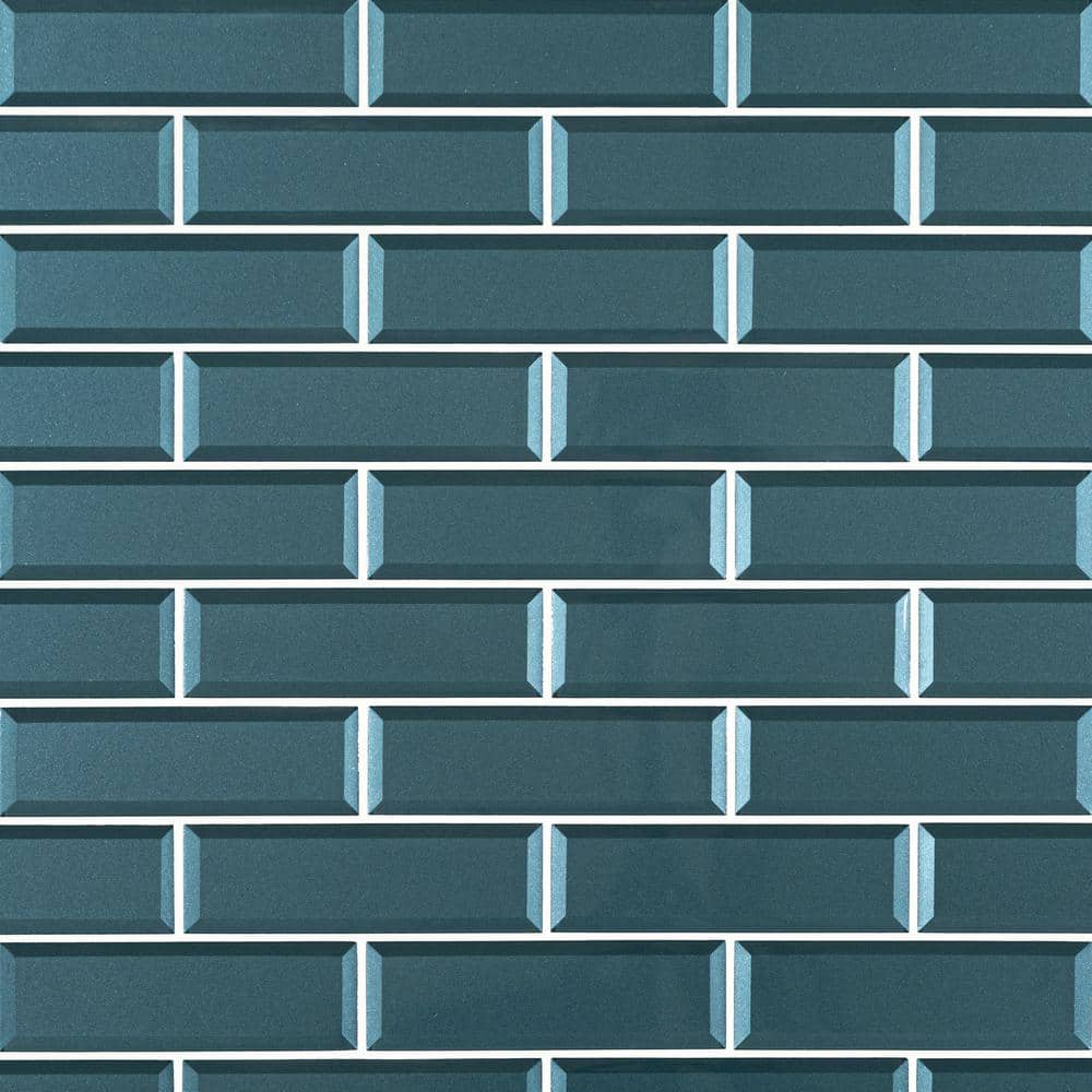 Msi Tahiti Blue 3 In X 9 In Beveled Glass Subway Wall Tile 5 6 Sq