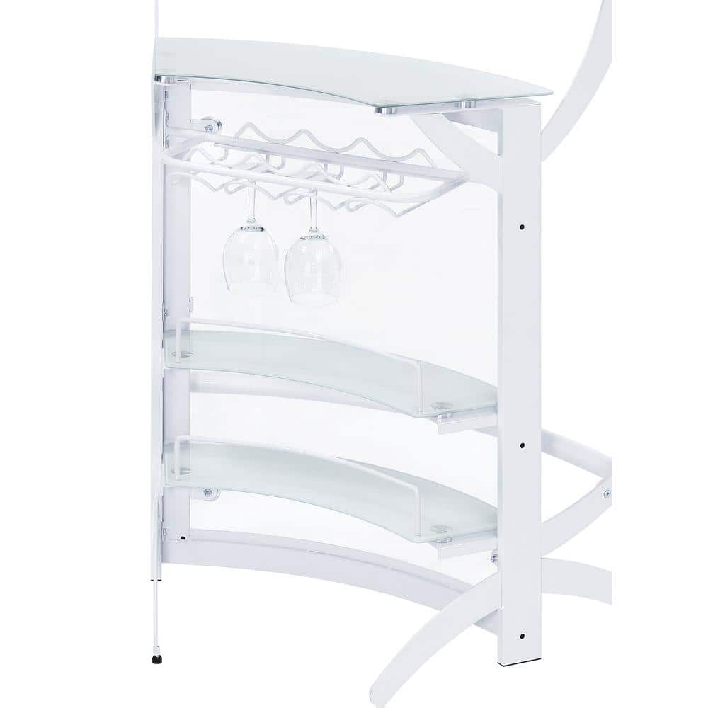 White Acrylic and Glass Half Circle Home Bar