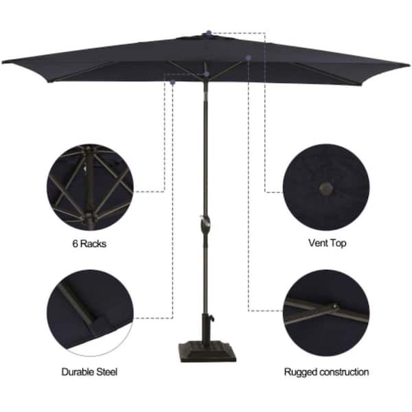black striped patio umbrella Lyon Market Umbrella with Crank Lift Abba Patio Color/Pattern: Black & White Stripe Size: 108" W x 108" D