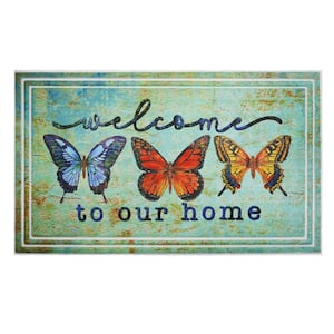 Butterfly Welcome Multi-Colored 18 in. x 30 in. Indoor/Outdoor Doormat