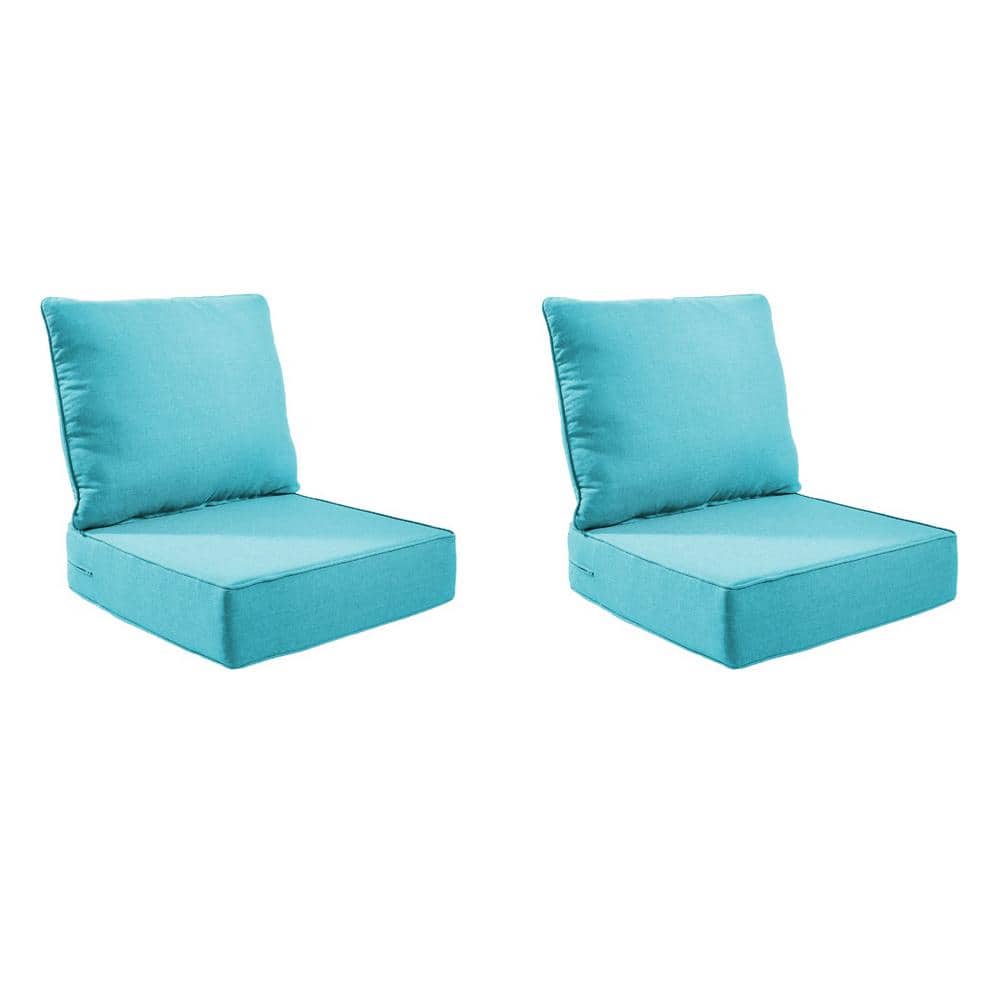 Modern 24 in. x 24 in. x 6 in. 4-Piece Deep Seating Outdoor Lounge Chair Thick Cushion Set in Light Blue (2-Set) price history on PriceWatchPro