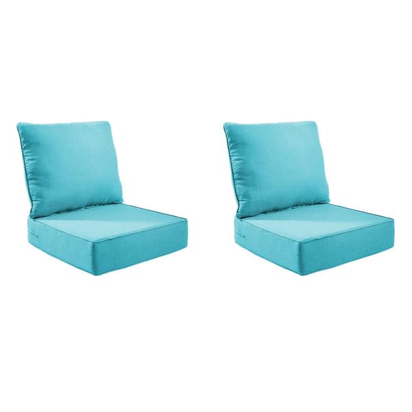 Loopyhoopy Modern 24 in. x 24 in. x 6 in. 4-Piece Deep Seating Outdoor Lounge Chair Thick Cushion Set in Light Blue (2-Set)