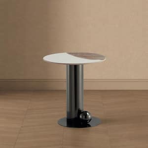 Laurel 19.68 in. Modern Black Round Sintered Stone Top End Table