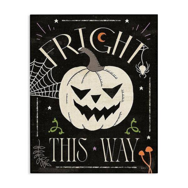 Stupell Industries Fright This Way Phrase byVeronique Charron 1 Piece Unframed Graphic Print Typography Poster Art Print 30 in. x 24 in.