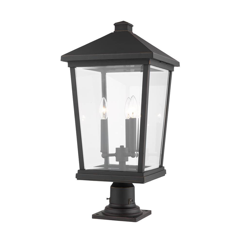 Modern Seedy Glass 17" Black Outdoor Pier Mount Light