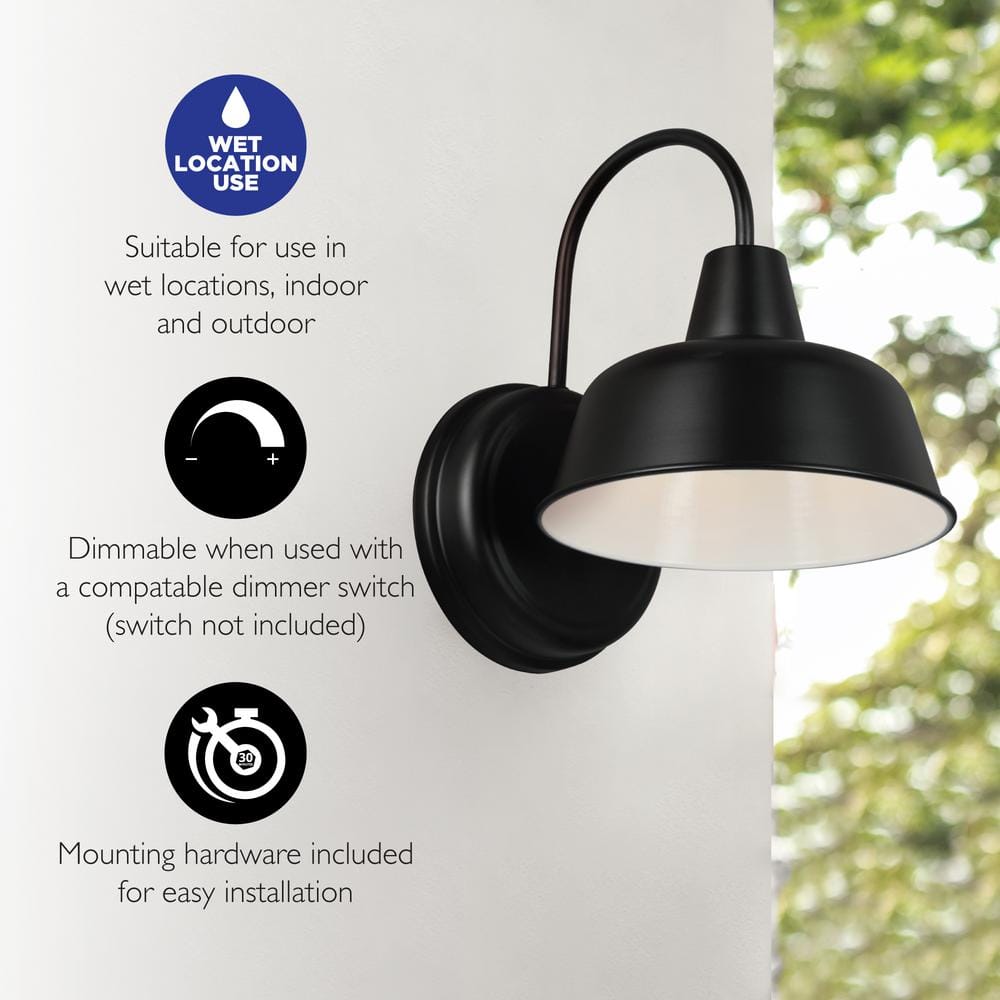 Matte Black Dimmable Outdoor Wall Light Sconce Set