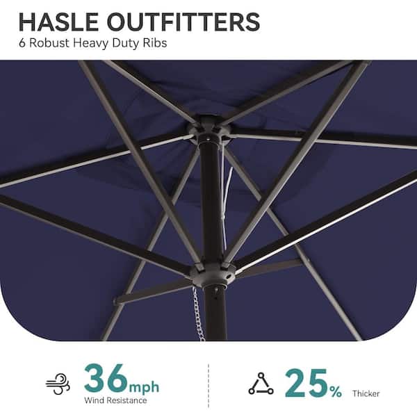 heavy duty wind resistant patio umbrella 7.5Ft Umbrella, Outdoor Table With Push Button Tilt And Crank, Uv Protection Waterproof Market Sun Umbrella With 6 Sturdy Ribs For the three key points of Ebern Designs products Best Patio Umbrellas For Wind