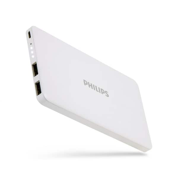 Philips 2 USB 10000mAh 2.4A Portable Battery Pack, White
