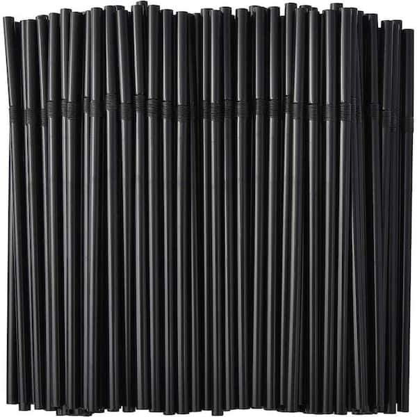 Black Black Disposable Plastic Drinking Straws Flexible Bendy Tableware (500 Per Case) 7.75 x 0.23 in.