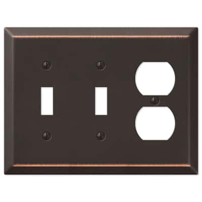 Metallic 3 Gang 2-Toggle and 1-Duplex Steel Wall Plate - Aged Bronze