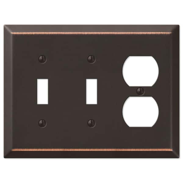 AMERELLE Metallic 3 Gang 2-Toggle and 1-Duplex Steel Wall Plate - Aged Bronze