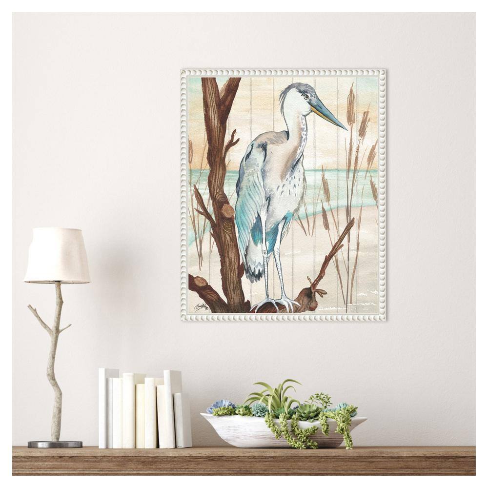 Heron on Branch Coastal Canvas Framed Wall Art 16 x 20